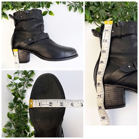 rag & bone 'Harper' Moto Boot stocked heel adjustable straps Black Size 9 - Picture 11 of 12